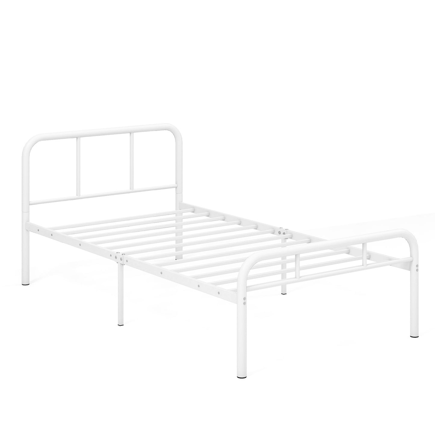 Modern Metal Platform Bed with Headboard and Footboard-Black