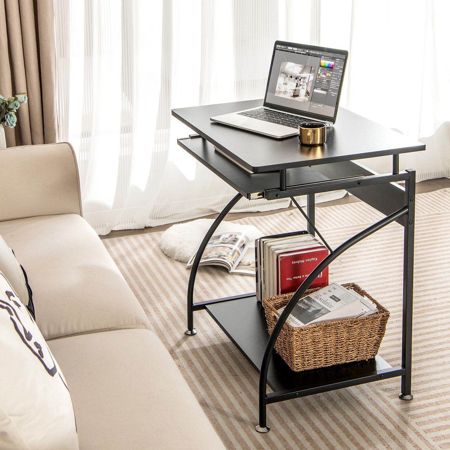 Spacious Wooden PC Laptop Computer Desk