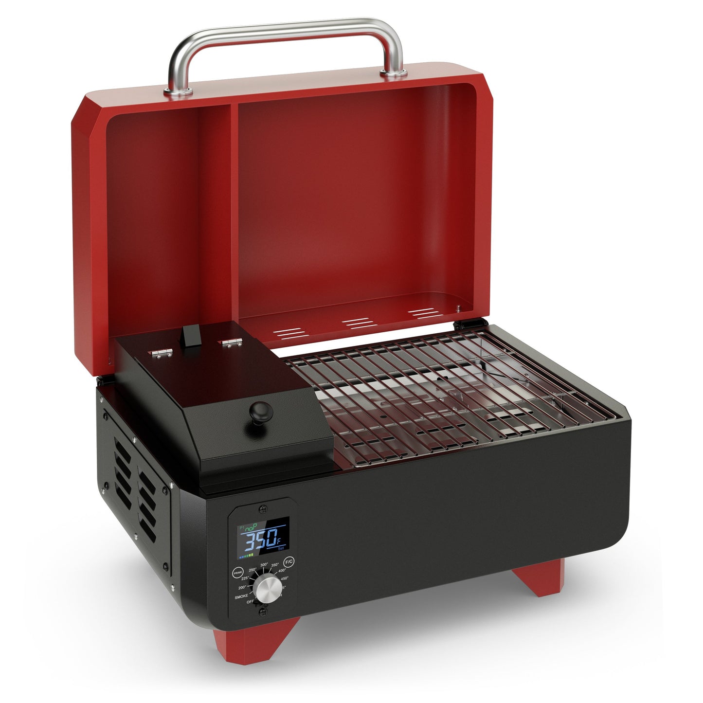 Outdoor Portable Tabletop Pellet Grill and Smoker with Digital Control System for BBQ-Black