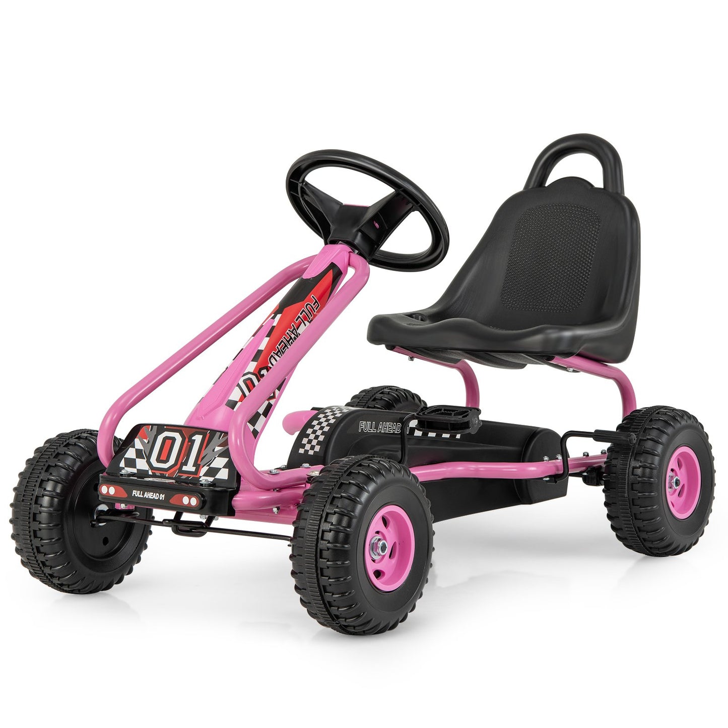 4 Wheel Pedal Powered Ride On with Adjustable Seat-Blue
