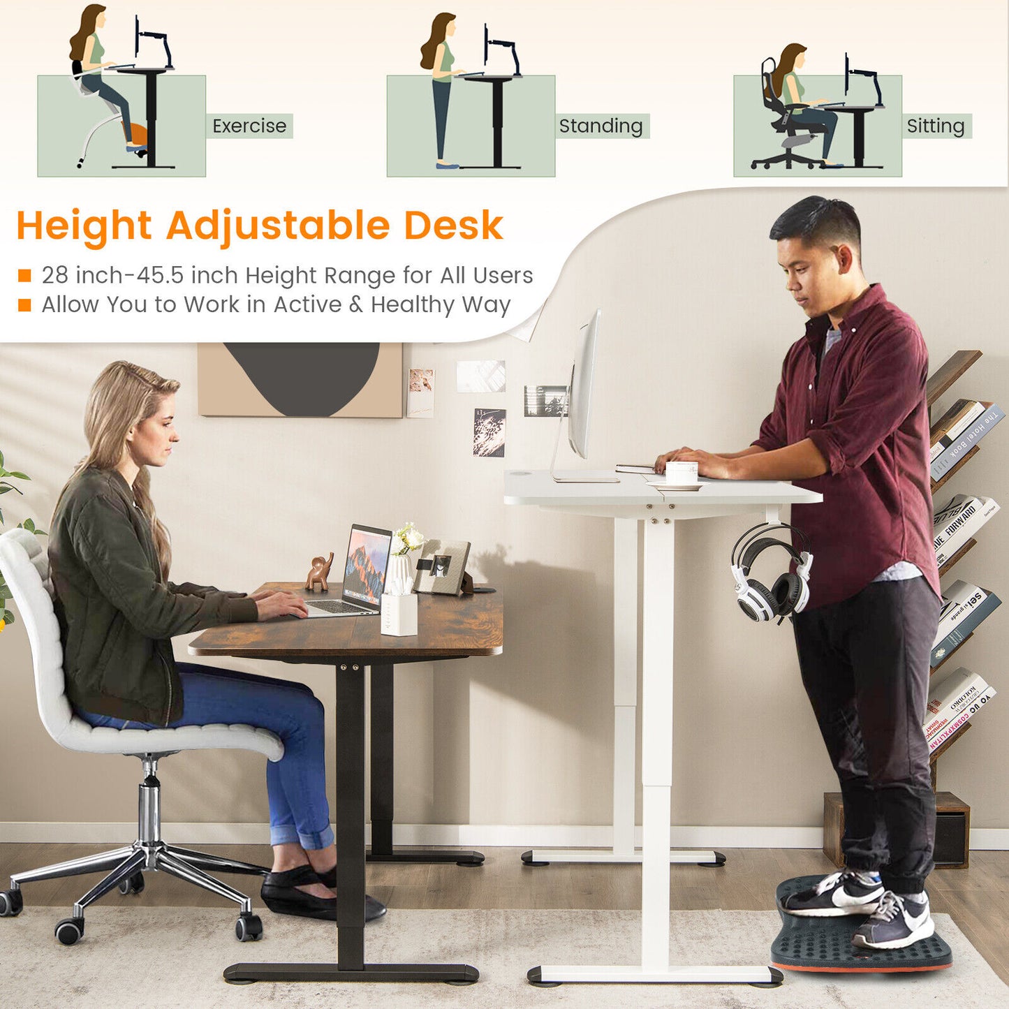 Electric Standing Desk Adjustable Stand up Computer Desk Anti-collision-Black