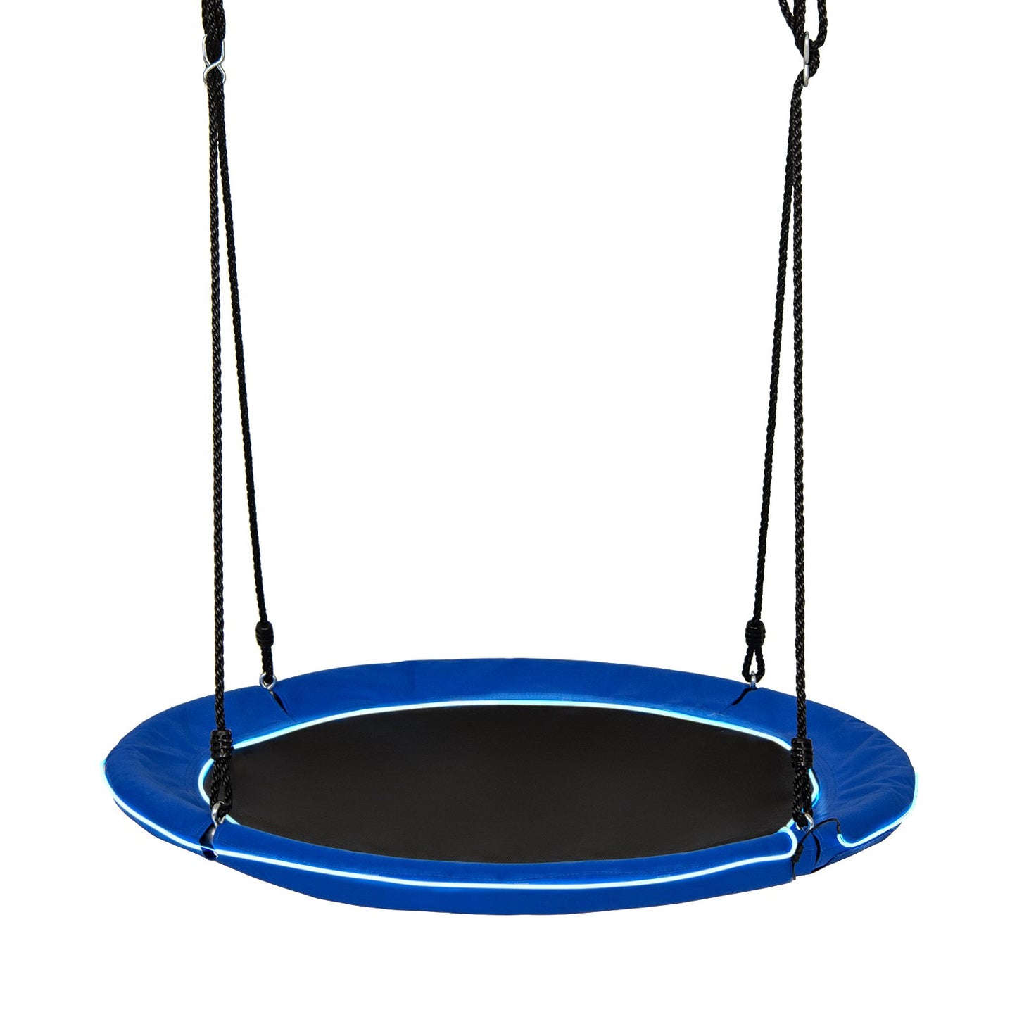 40 Inches Saucer Tree Swing Round with Lights for Kids and Adults-Blue