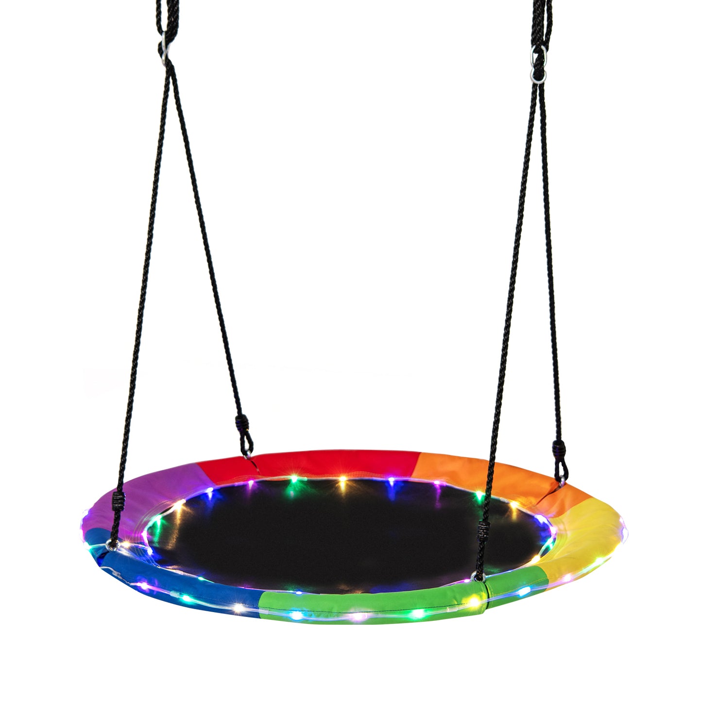 40 Inches Saucer Tree Swing Round with Lights for Kids and Adults-Blue