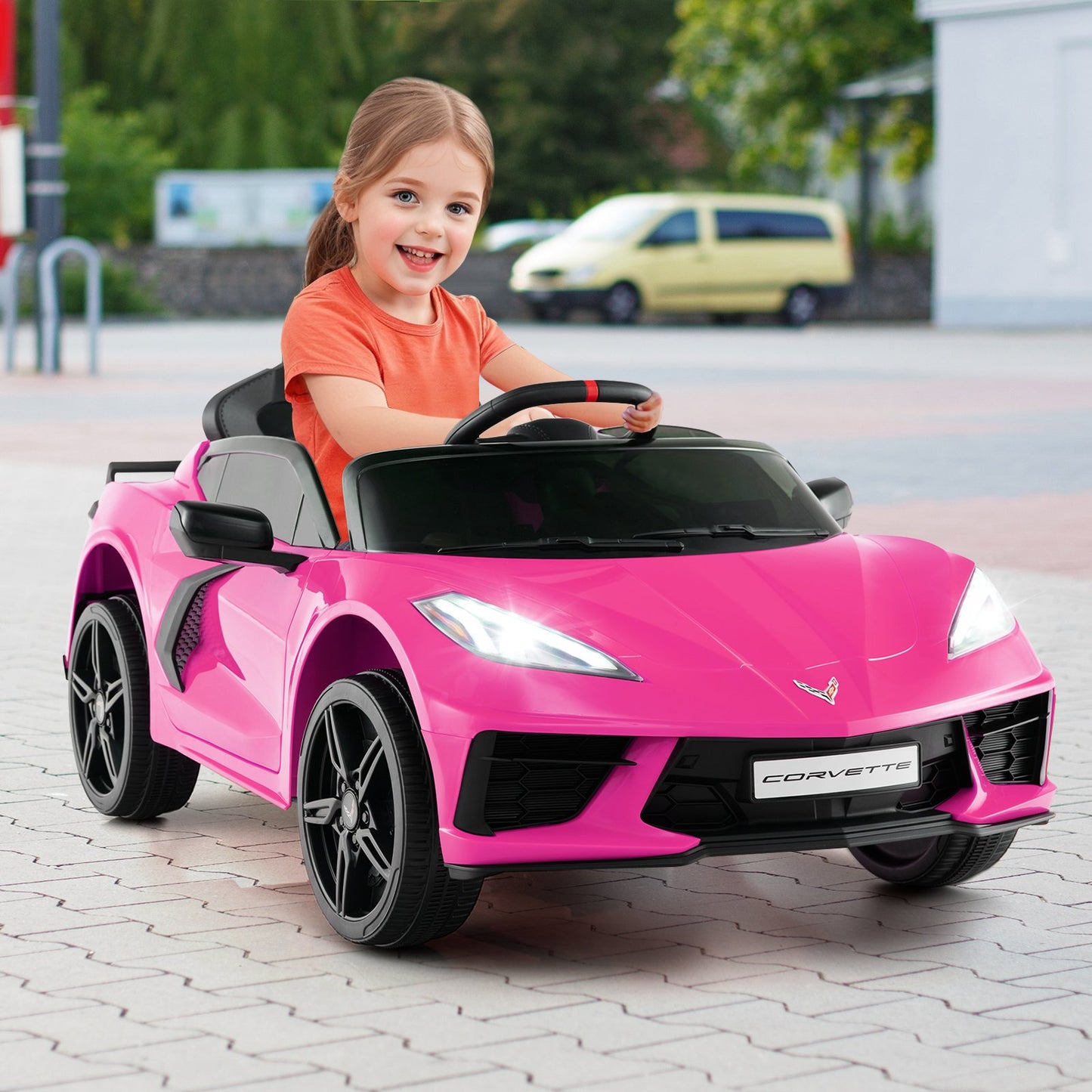 12V Electric Kids Ride On Car Licensed Chevrolet Corvette C8 with Remote Control Ages 3+ Years Old-Orange