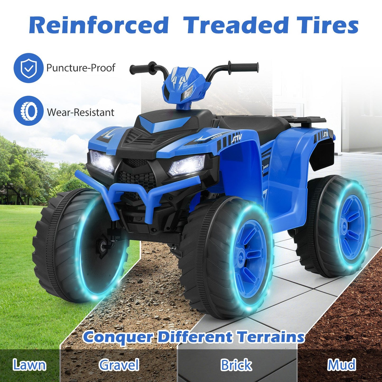24V Kids Ride-On Electric ATV with Wireless Connection for Toddlers 3-8 Years Old-Black