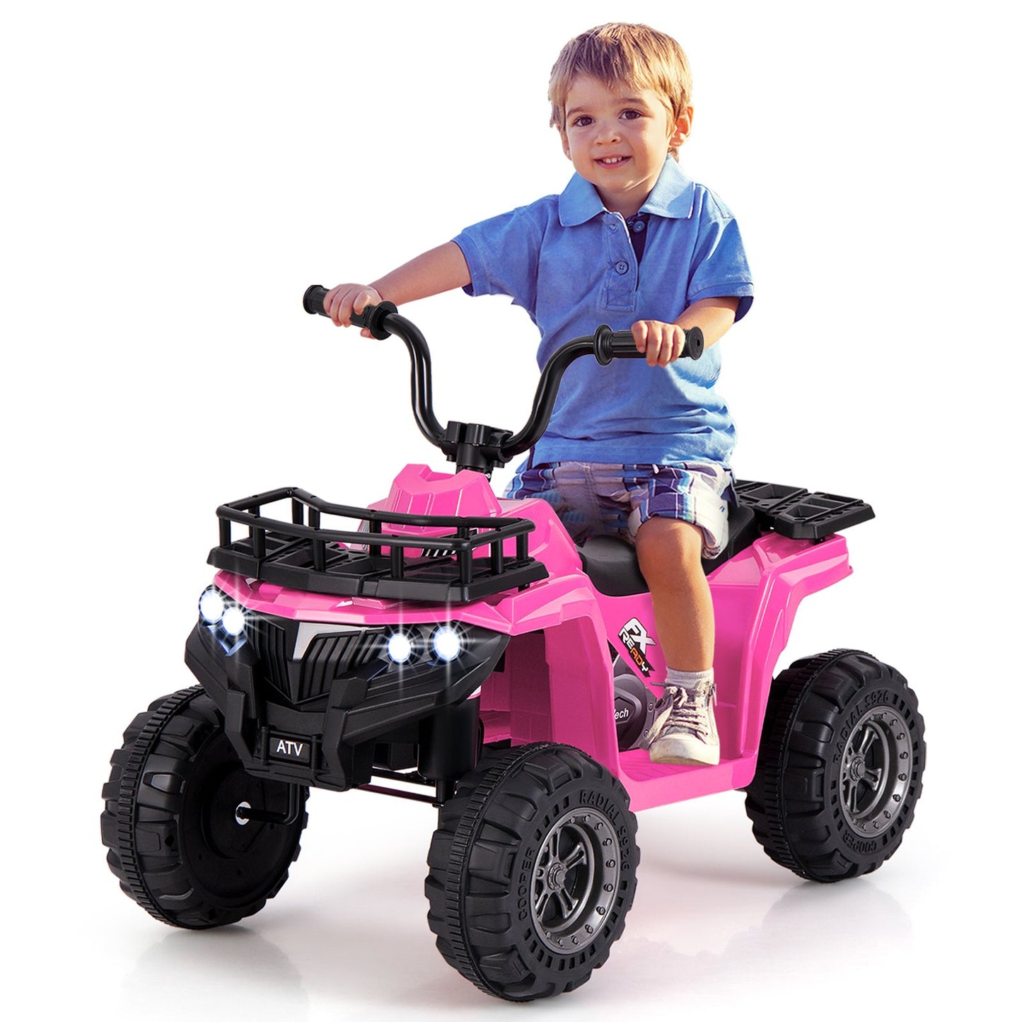 6V Kids Ride On Electric ATV with LED Headlights and MP3 Player-Black