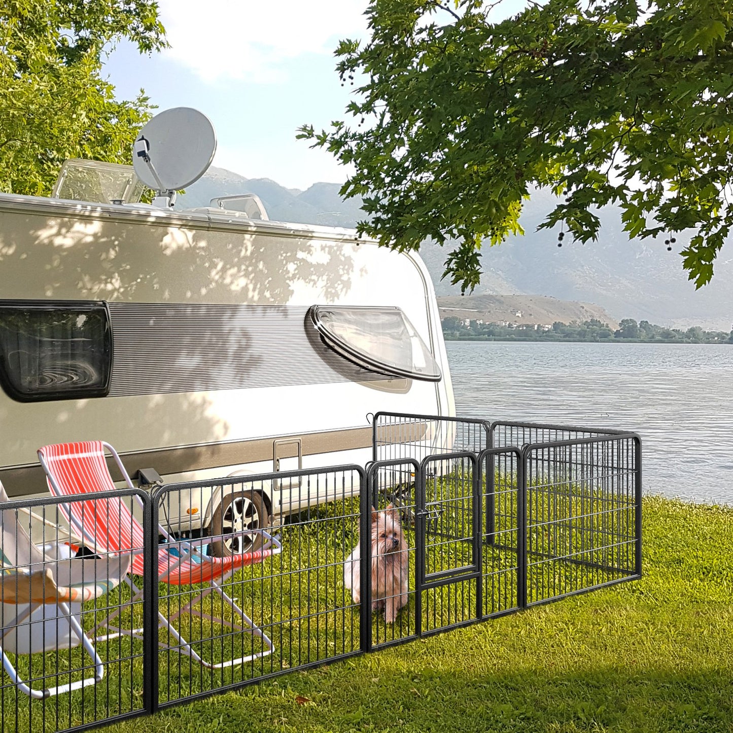 8 Panel 32 Inch Height Pet Fence Indoor Outdoor-32 inches