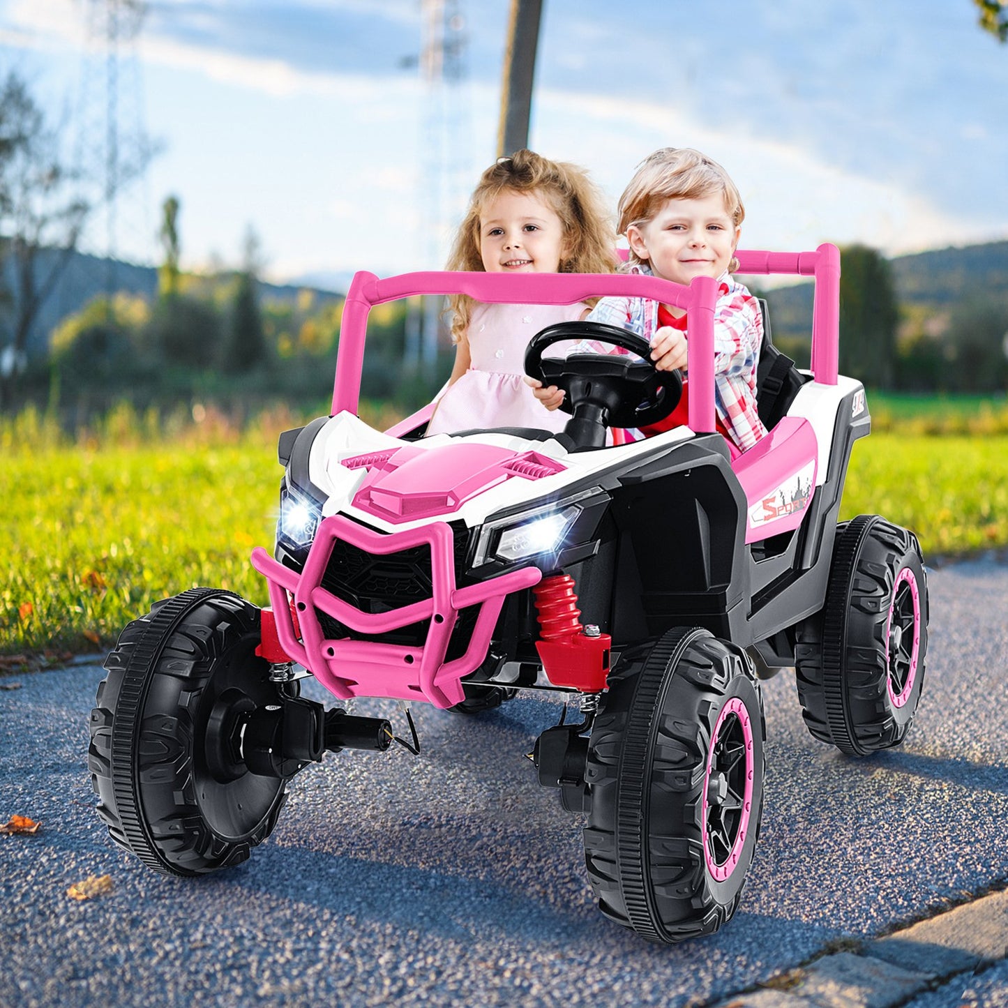 2-Seater Kids Ride on UTV with 2.4G Remote Control for over 3 Years Old Children-Black