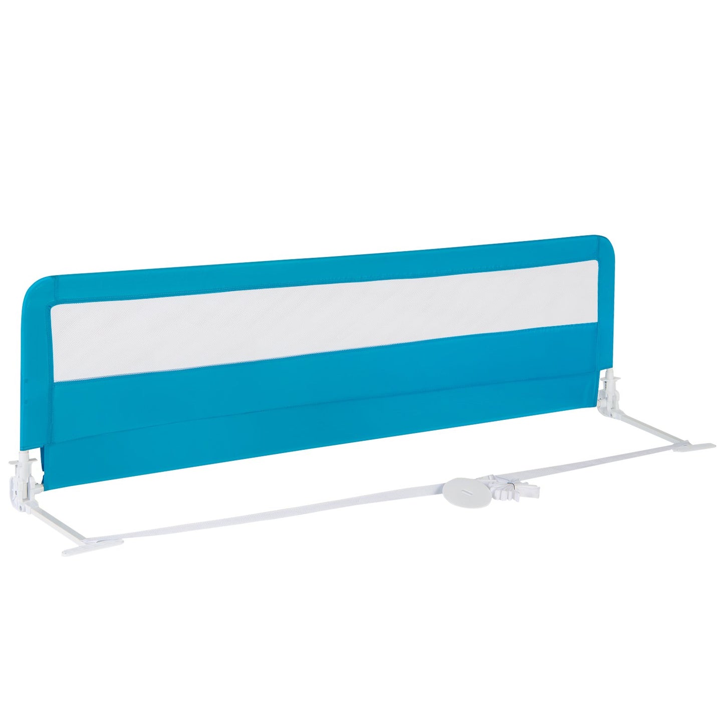 71 Inch Extra Long Swing Down Bed Guardrail with Safety Straps-Beige