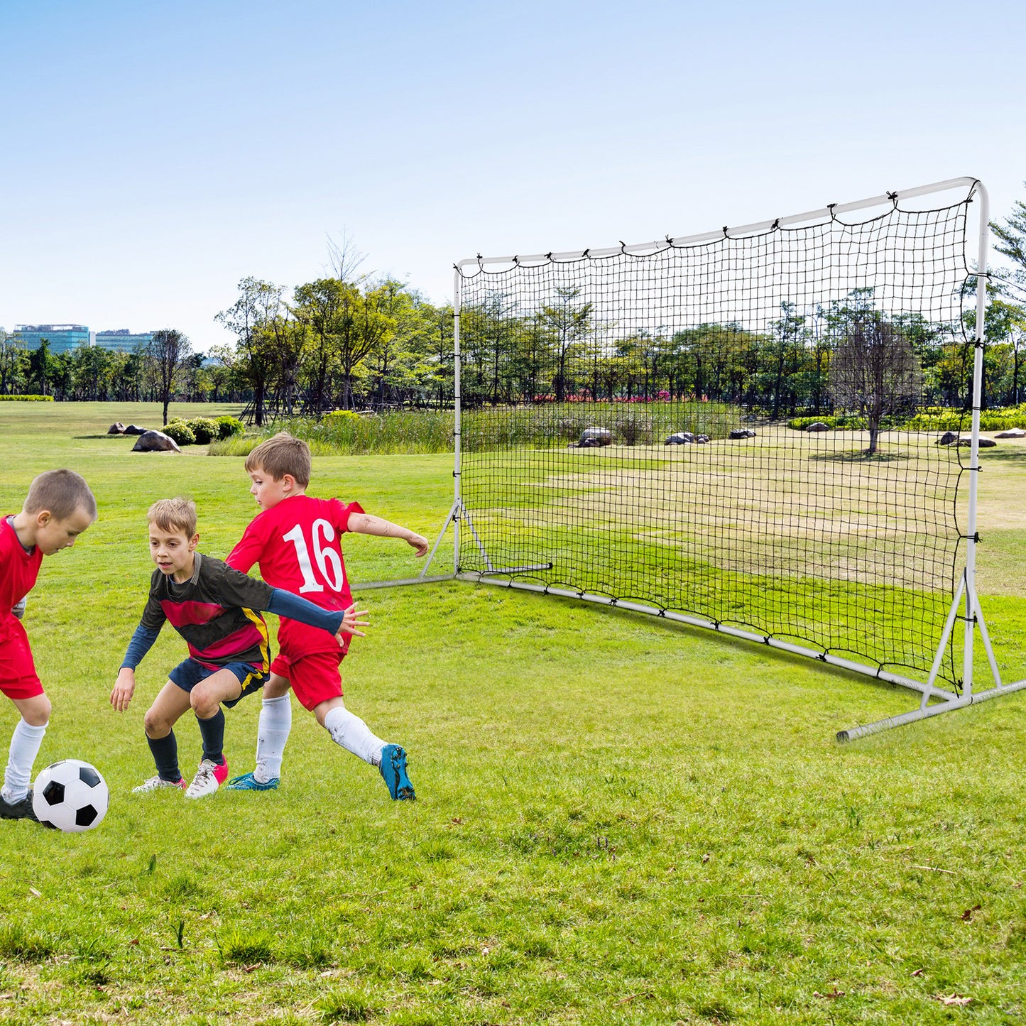 12 x 6 Feet Soccer Rebounder Net with All Weather Net-Black
