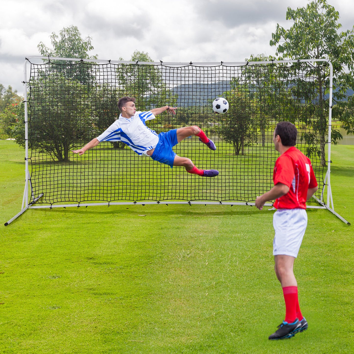 12 x 6 Feet Soccer Rebounder Net with All Weather Net-Black