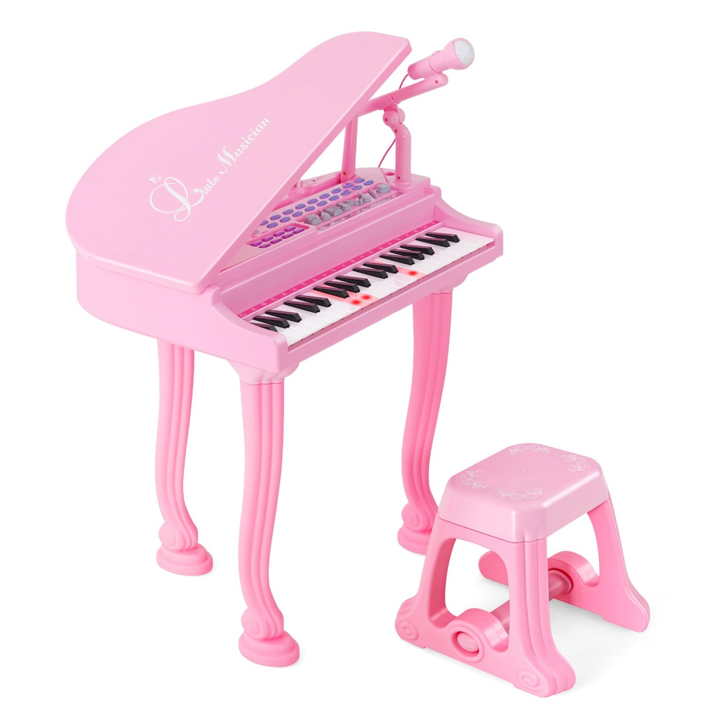 37 Keys Kids Piano Keyboard with Stool and Piano Lid-Black