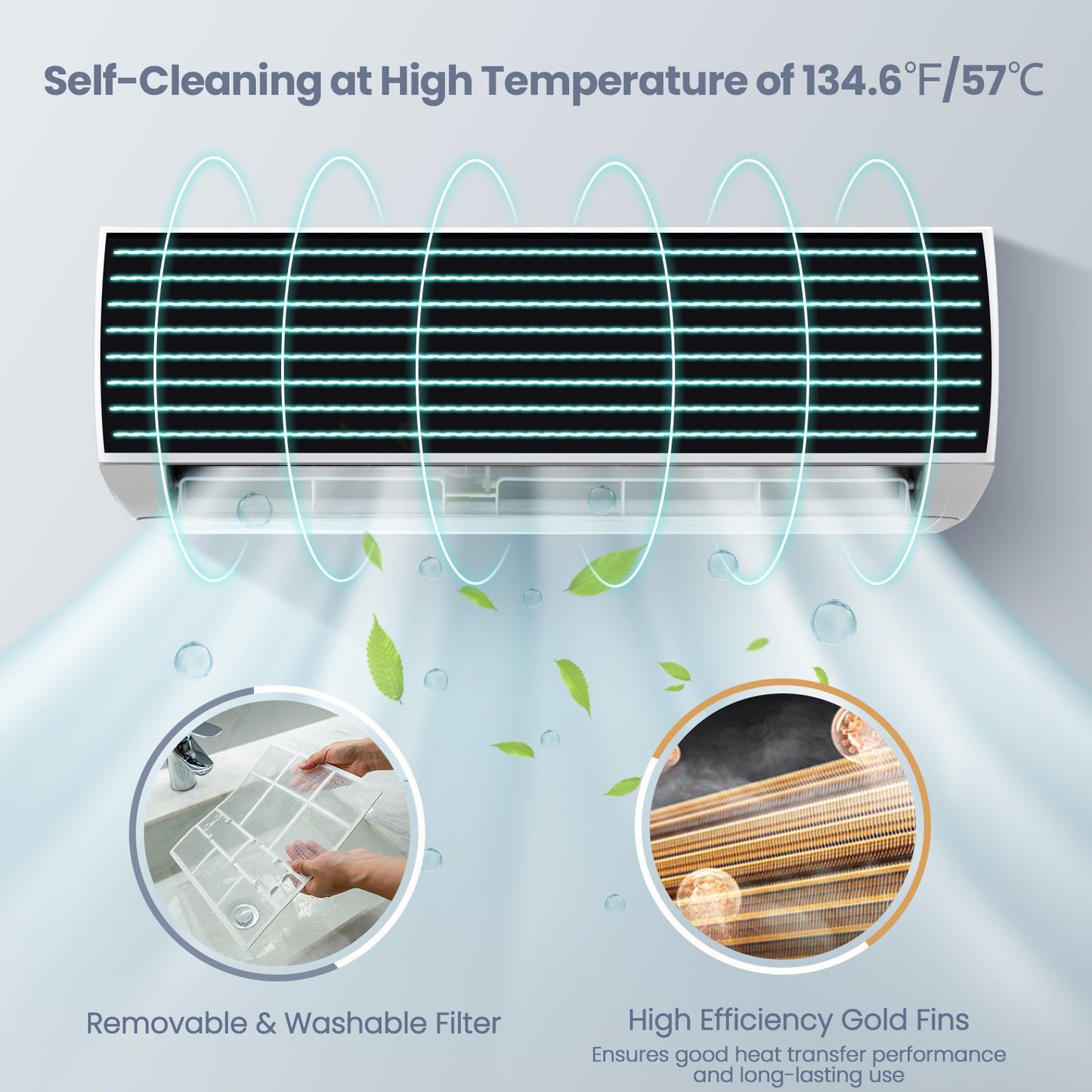 12000 BTU 17 SEER2 208-230V Ductless Mini Split Air Conditioner and Heater