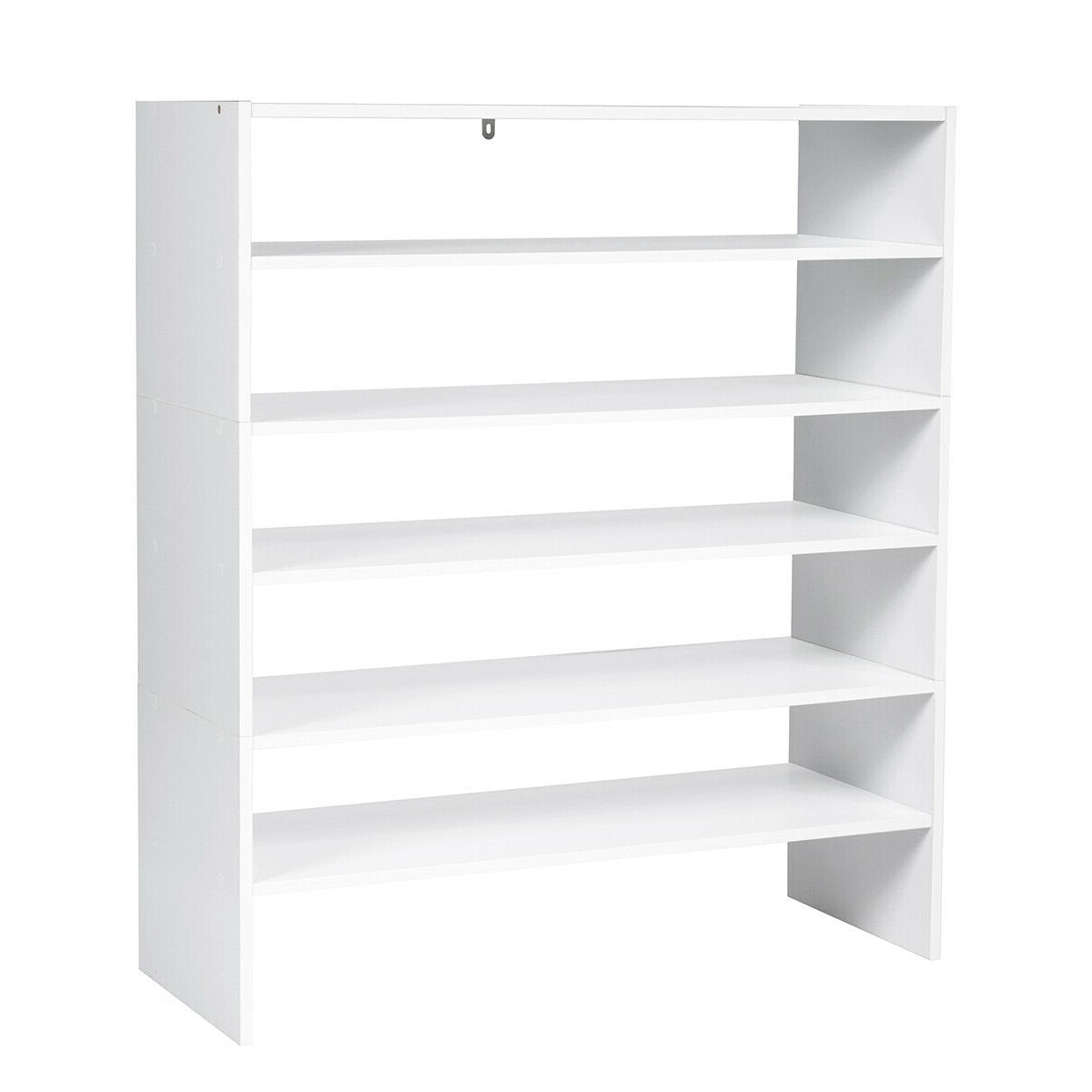 3 Pieces 31-Inch Stackable Multi-Shape Shoe Rack-Brown