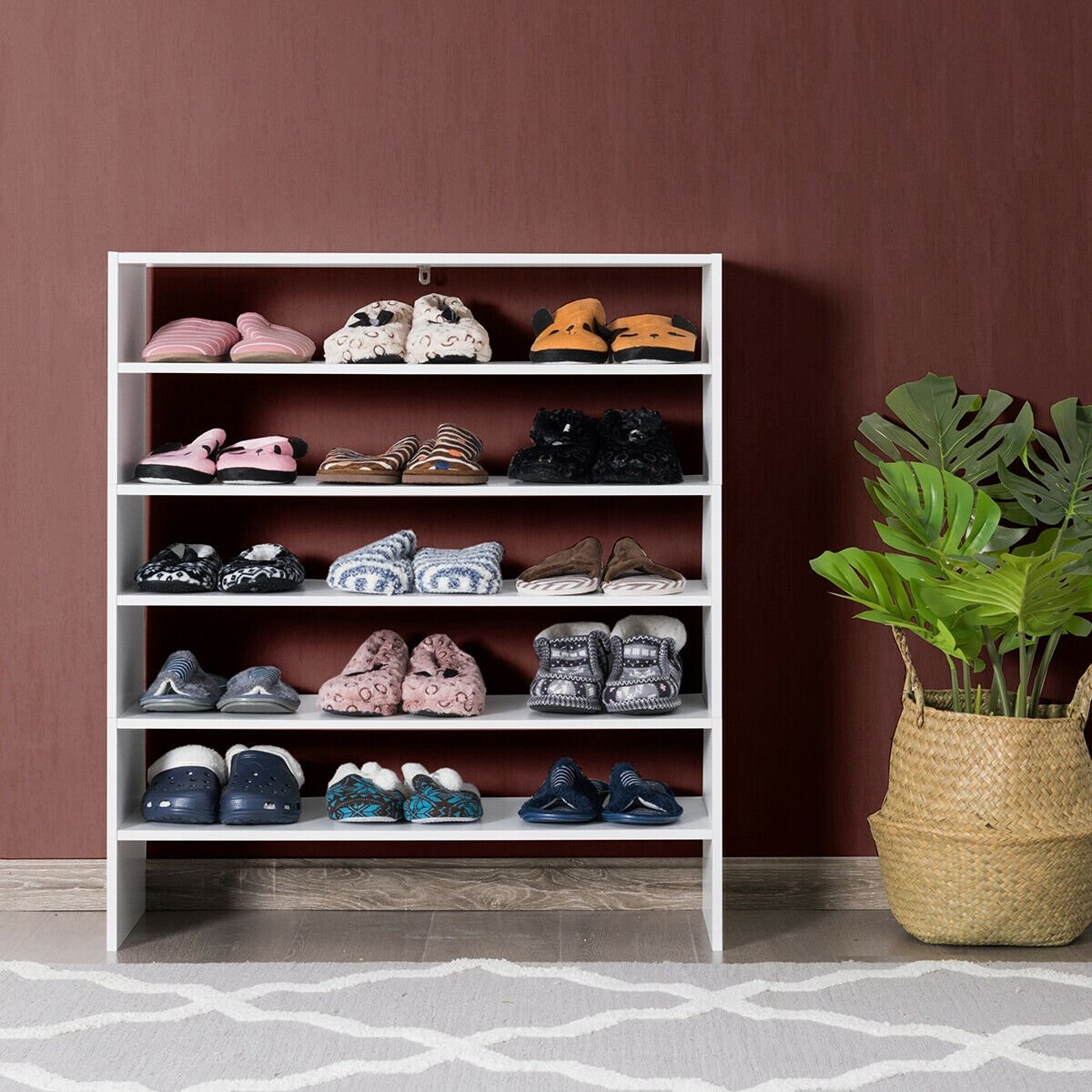 3 Pieces 31-Inch Stackable Multi-Shape Shoe Rack-Brown