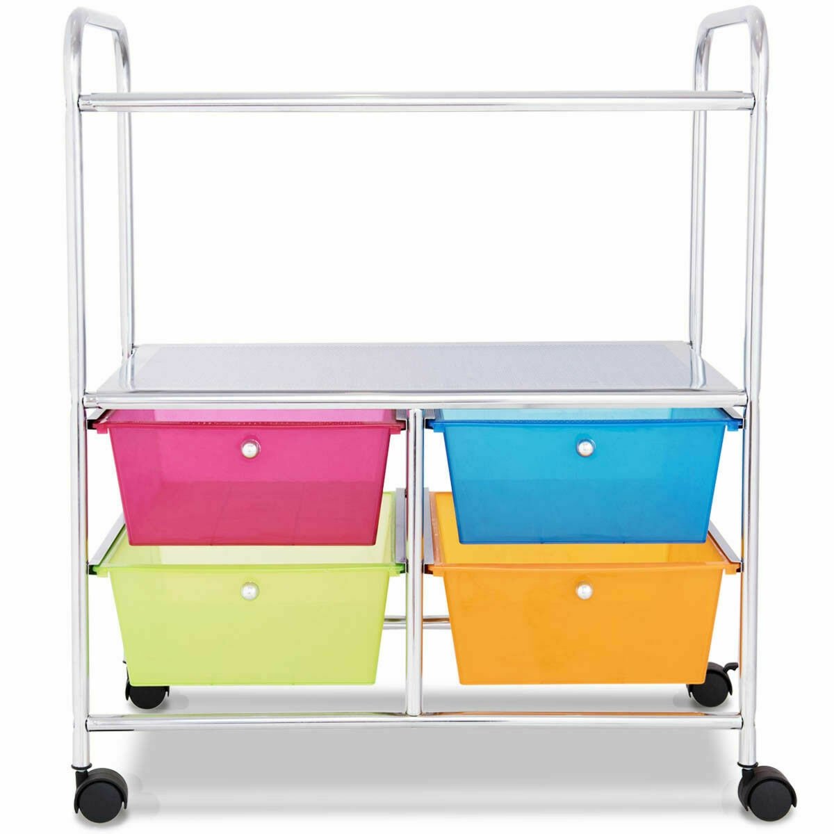 4 Drawers Shelves Rolling Storage Cart Rack-Black