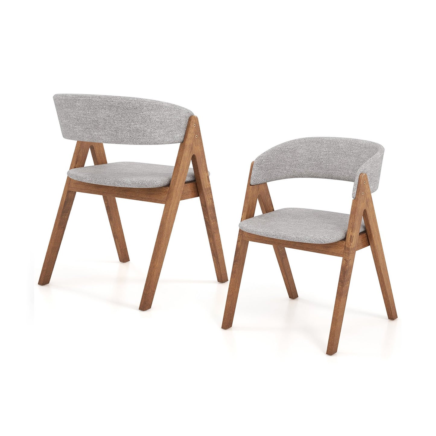 Set of 2 Soft Padded Accent Armchairs for Dining Room-Natural and Beige
