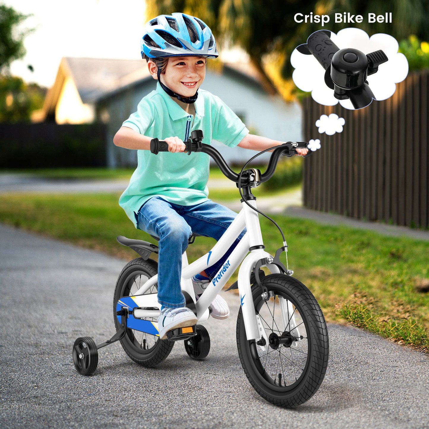 14 Inch Kids Bike with 2 Training Wheels for 3-5 Years Old-Black & White