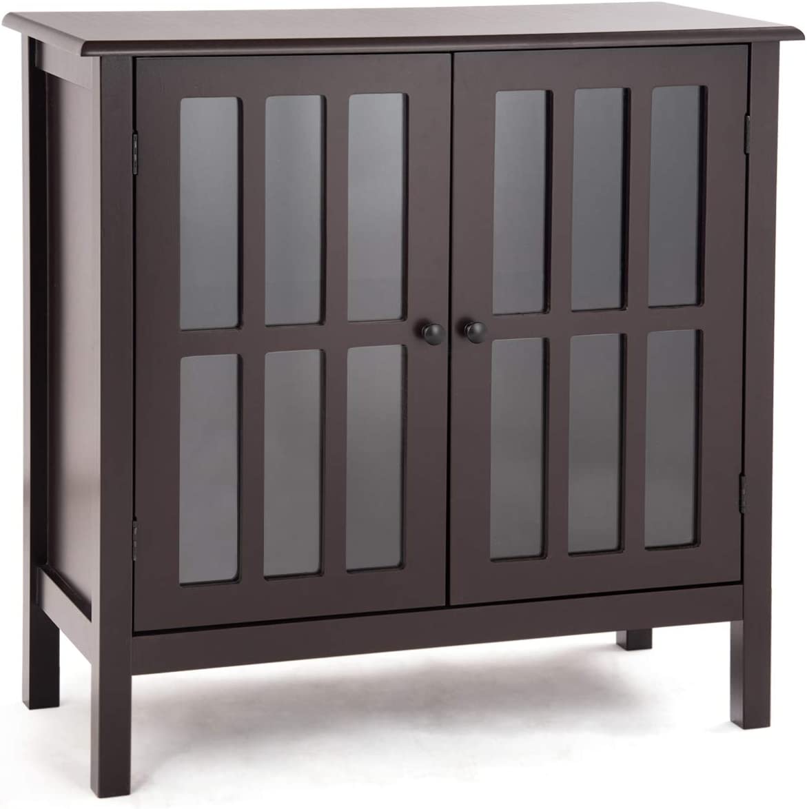 Glass Door Sideboard Console Storage Buffet Cabinet-Black