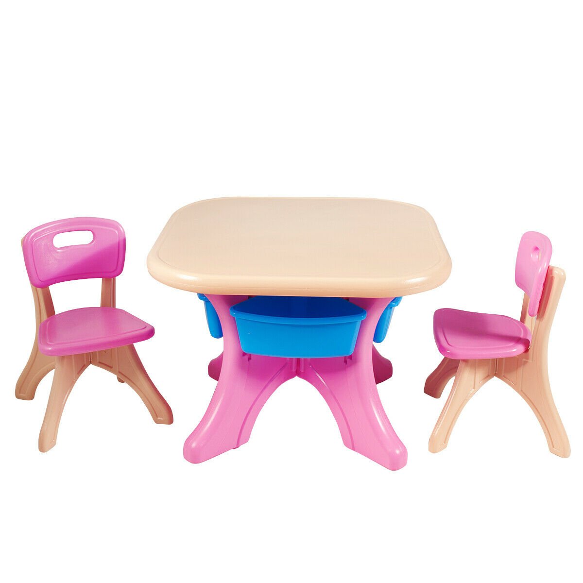 Children Kids Activity Table & Chair Set Play Furniture W/Storage-Blue