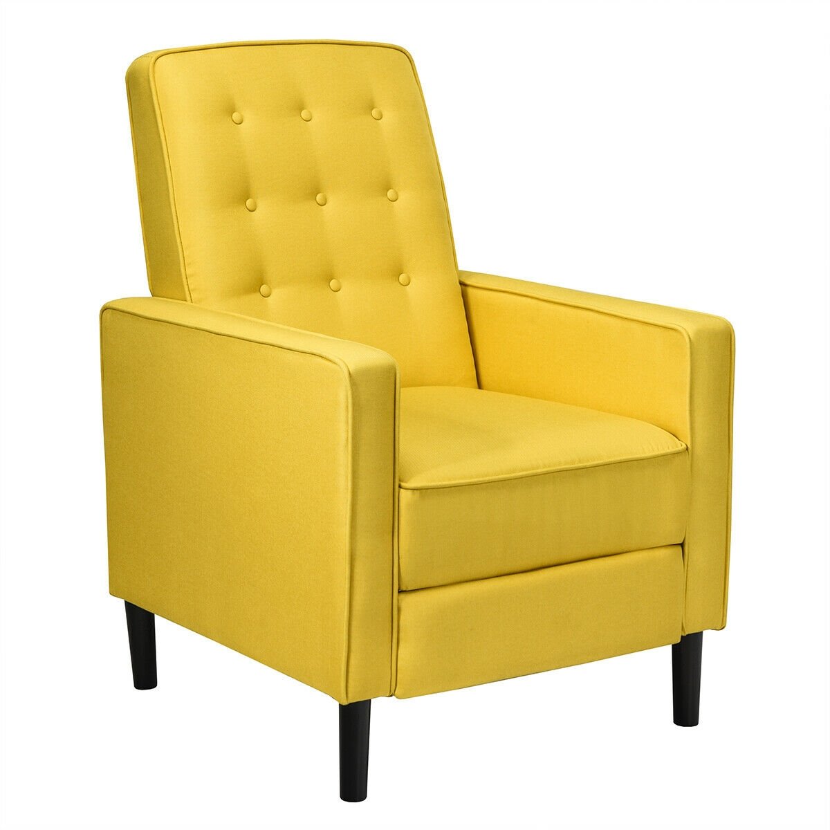 Mid-Century Push Back Recliner Chair-Blue