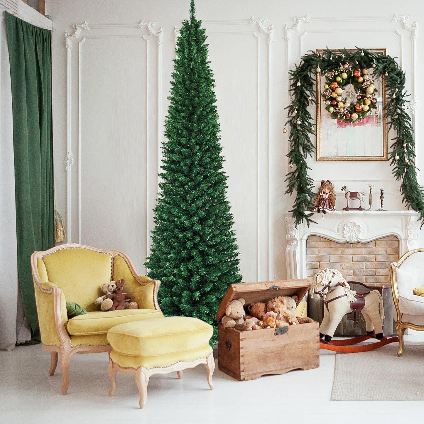 PVC Artificial Slim Pencil Christmas Tree-7'
