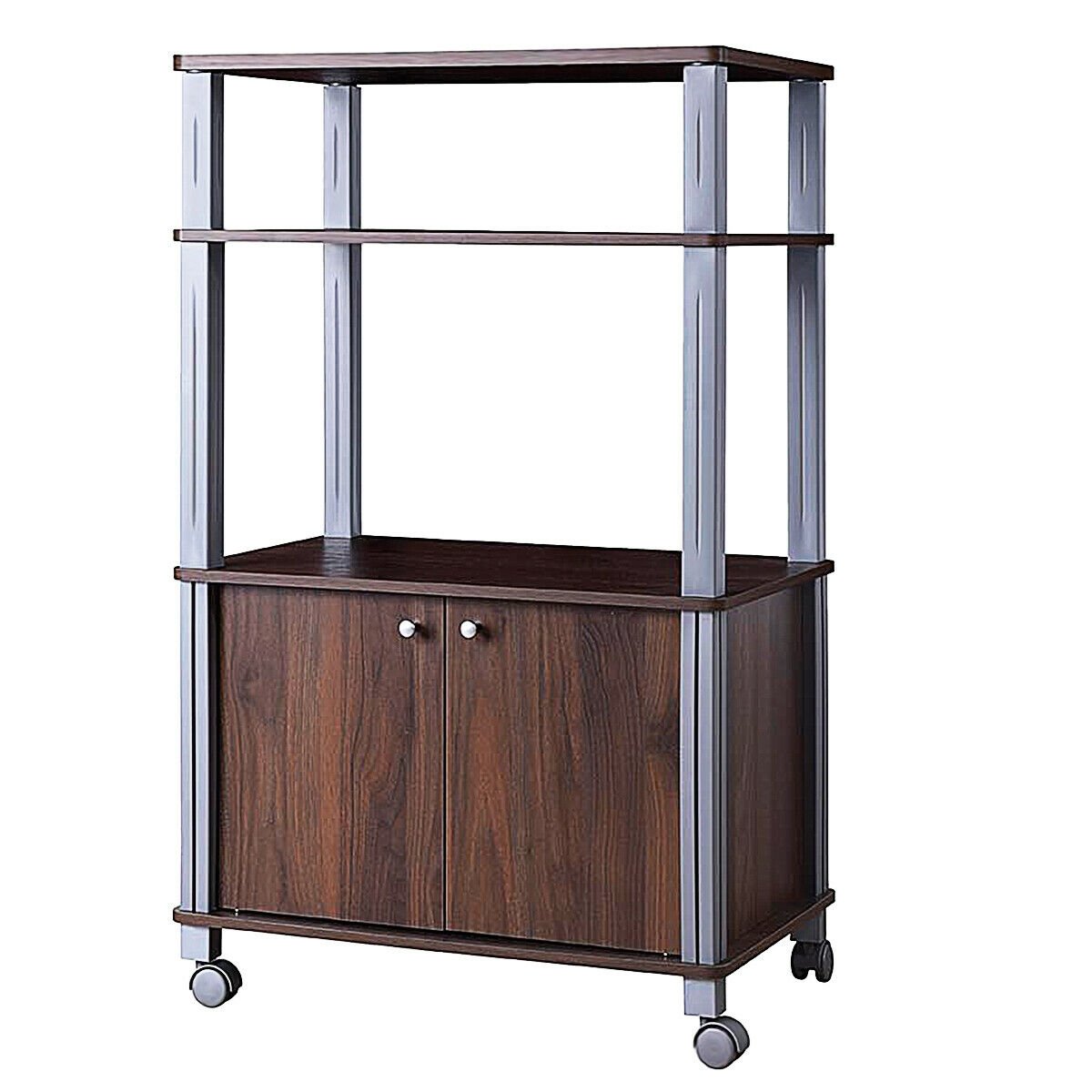 Microwave Rack Stand Rolling Storage Cart-Black