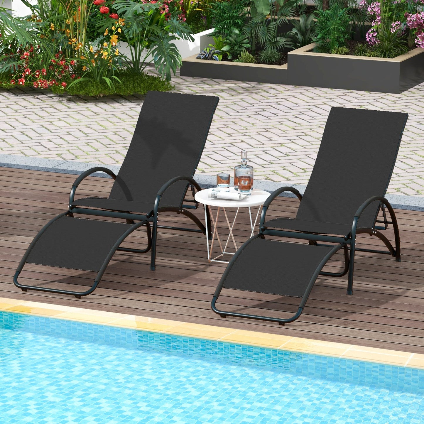 2-in-1 Outdoor Rocking Chair with 4-Position Adjustable Backrest for Patio Porch Poolside-Beige