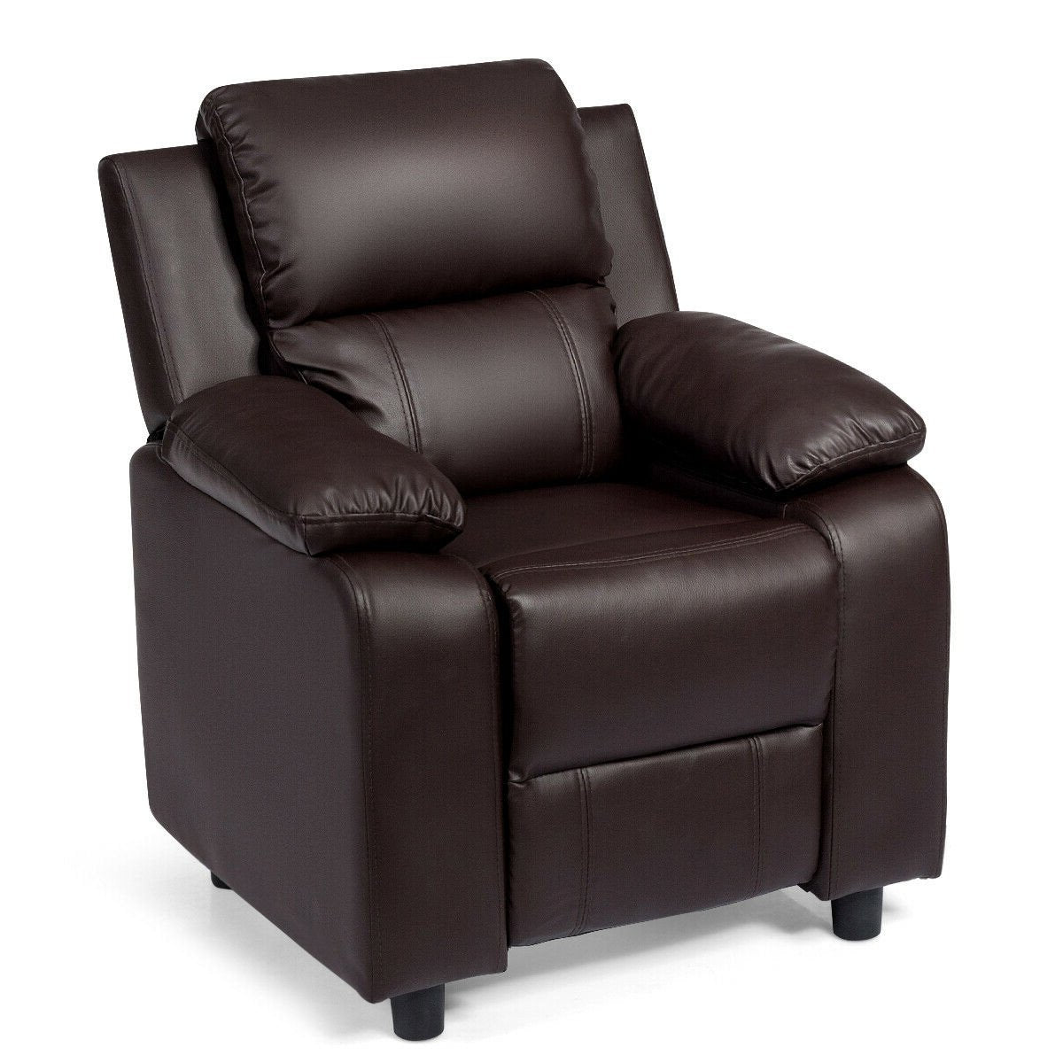 Kids Deluxe Headrest Recliner Sofa Chair with Storage Arms-Black