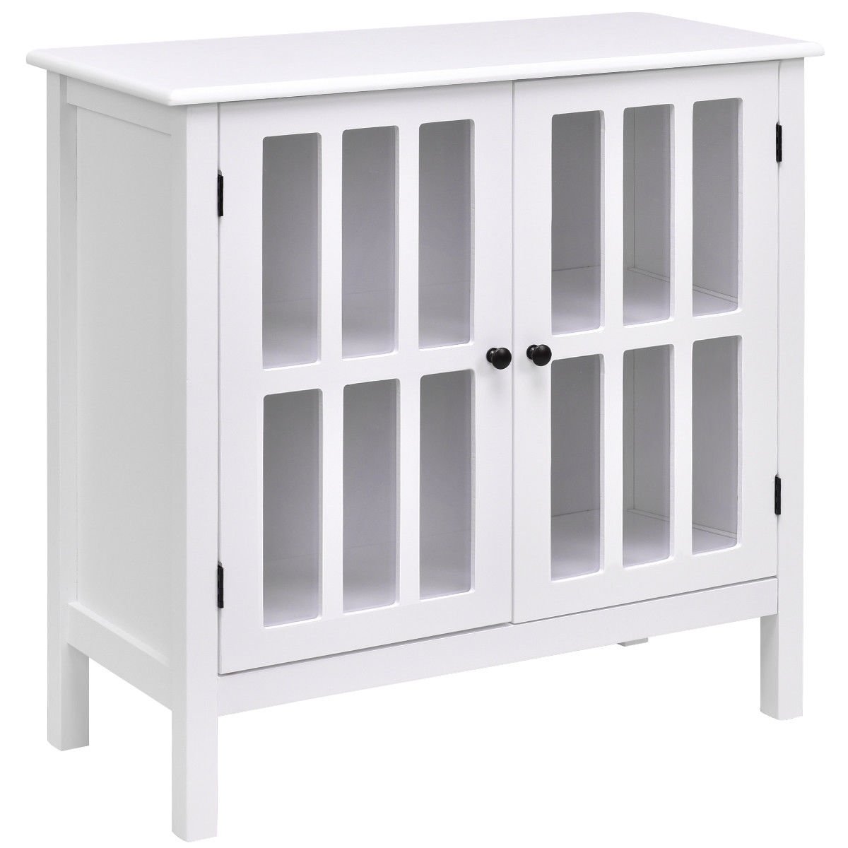 Glass Door Sideboard Console Storage Buffet Cabinet-Black