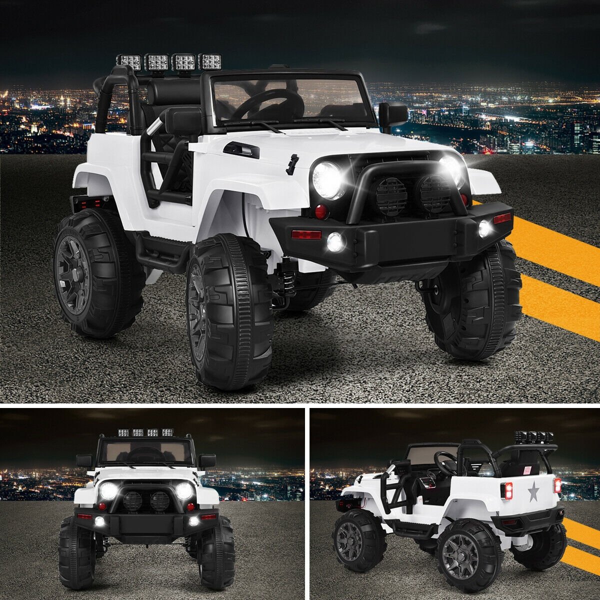 12V Kids Remote Control Riding Truck Car with LED Lights-Pink