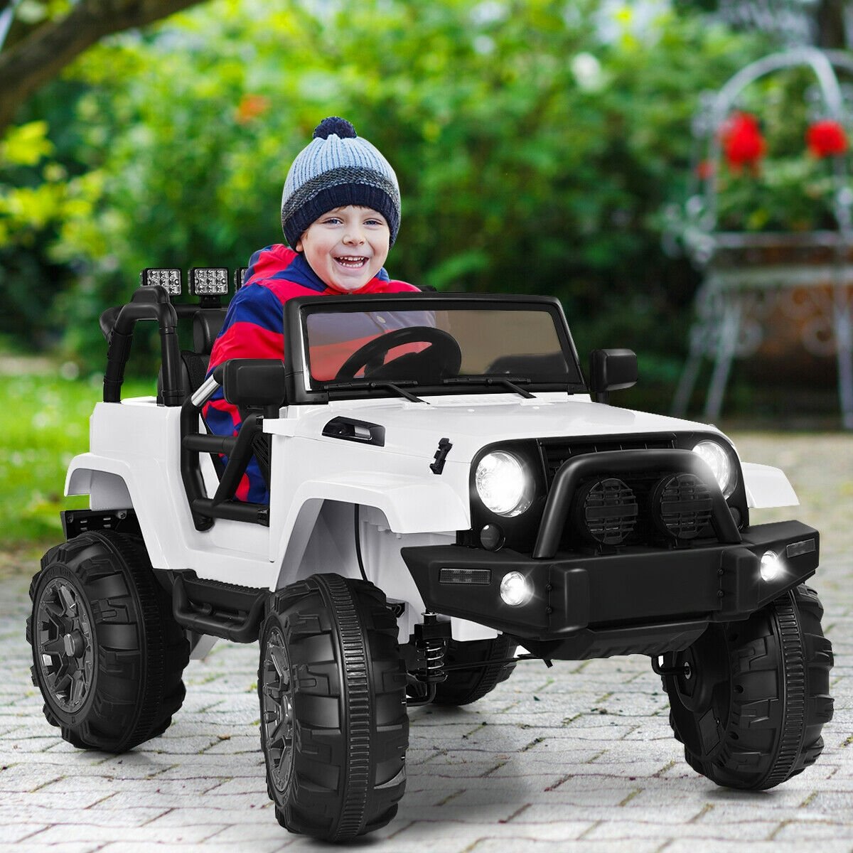12V Kids Remote Control Riding Truck Car with LED Lights-Pink