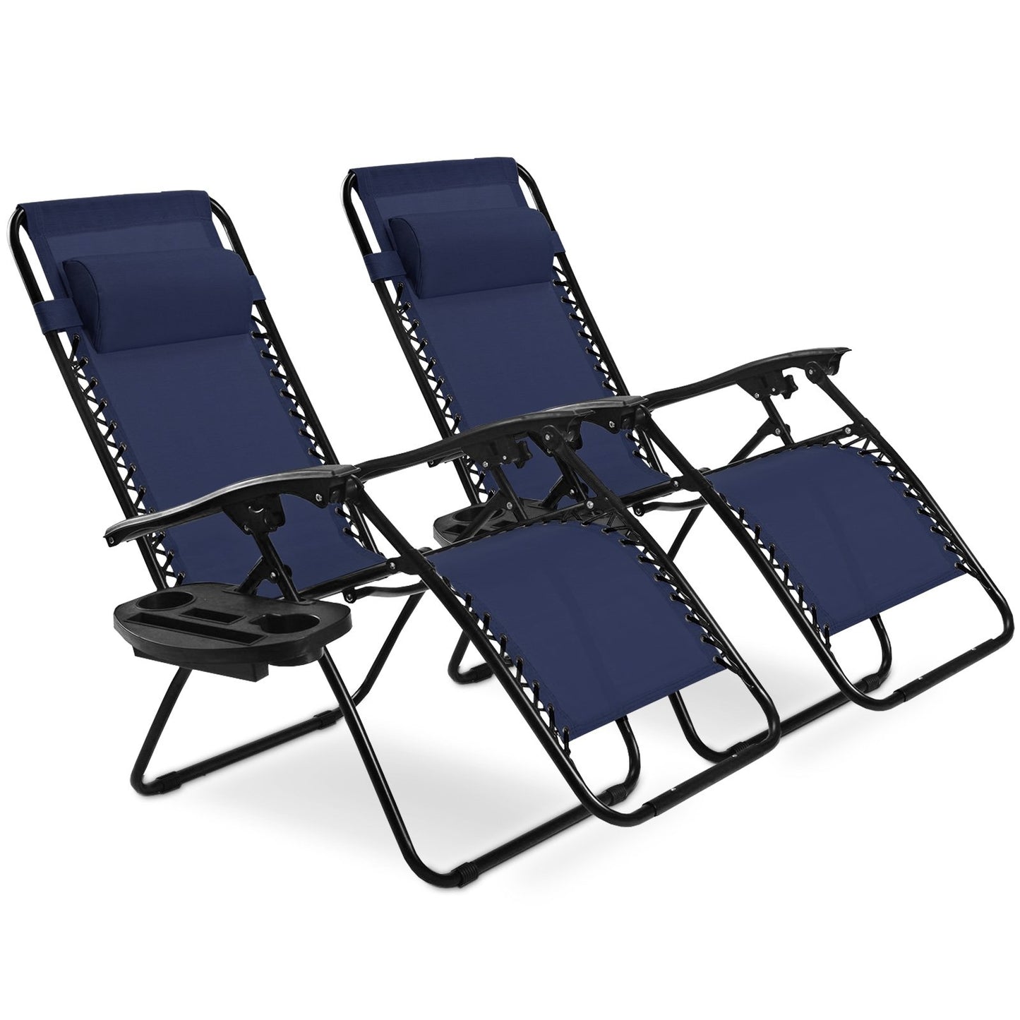 2 Pieces Folding Lounge Chair with Zero Gravity - Beige