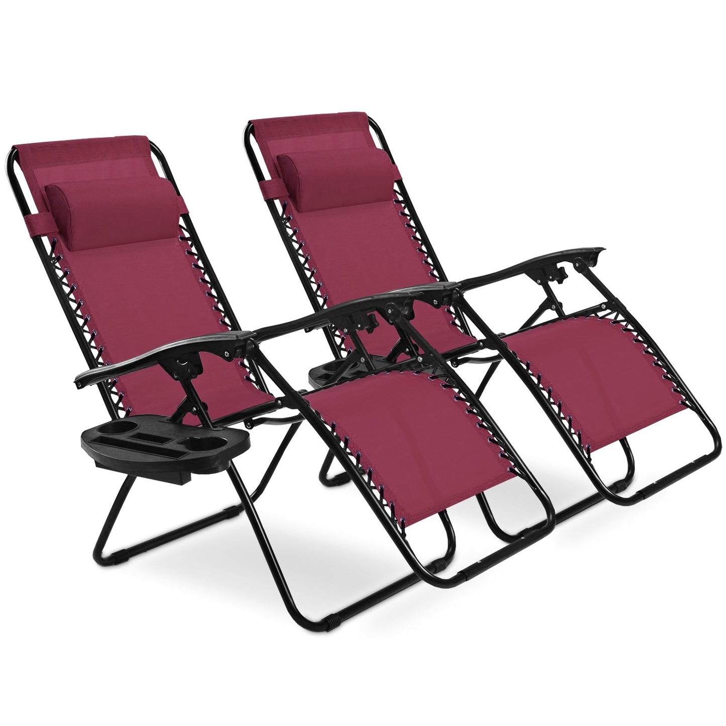 2 Pieces Folding Lounge Chair with Zero Gravity - Beige