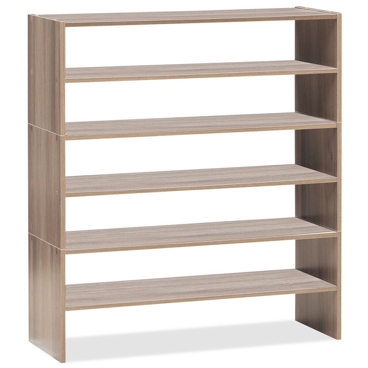 3 Pieces 31-Inch Stackable Multi-Shape Shoe Rack-Brown