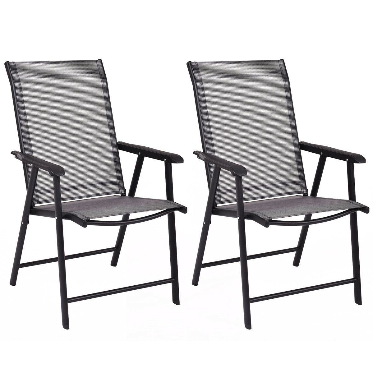 Set of 2 Outdoor Patio Folding Chair with Ergonomic Armrests-Black