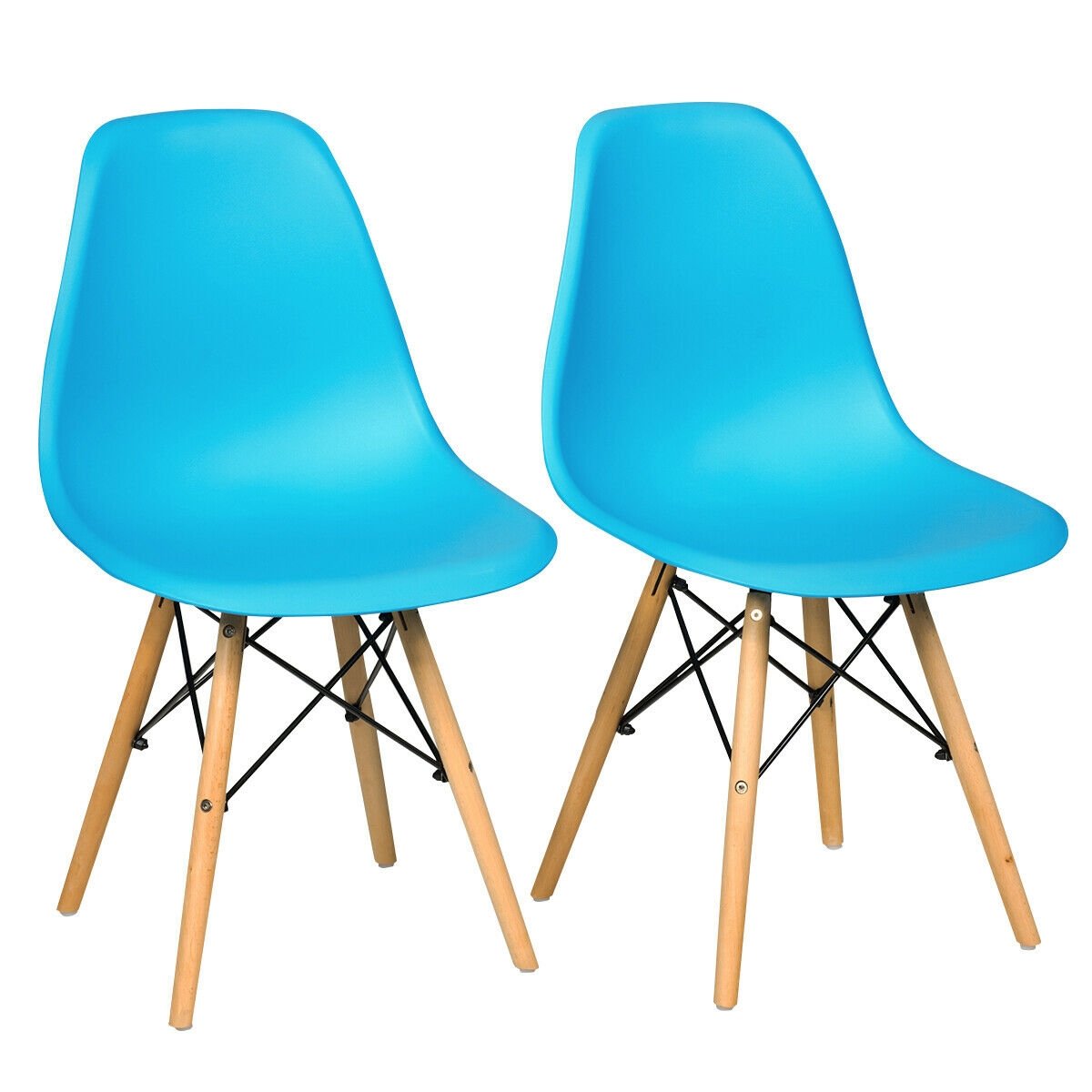 Set of 2 Mid-Century Modern DSW Dining Side Chair-Dark Black