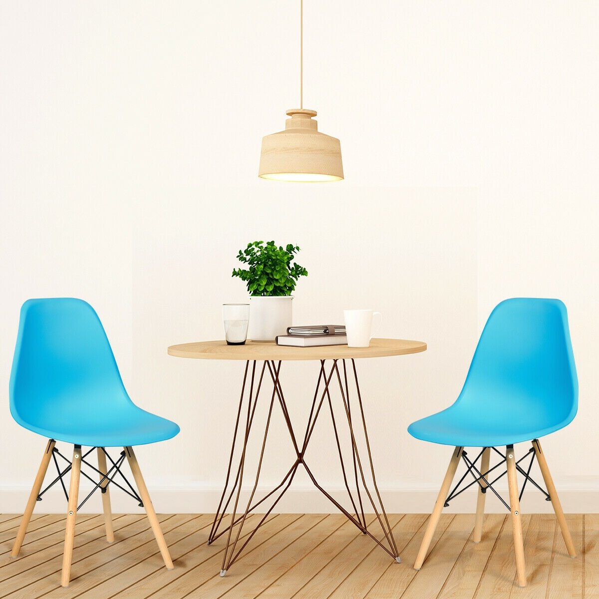 Set of 2 Mid-Century Modern DSW Dining Side Chair-Dark Black