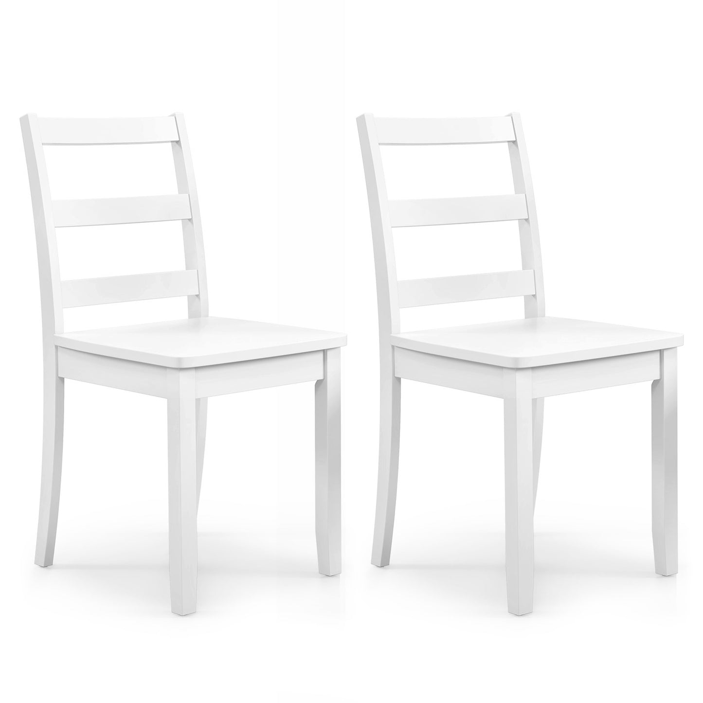 Set of 2 Wood Dining Chairs with Solid Rubber Wood Legs-Black