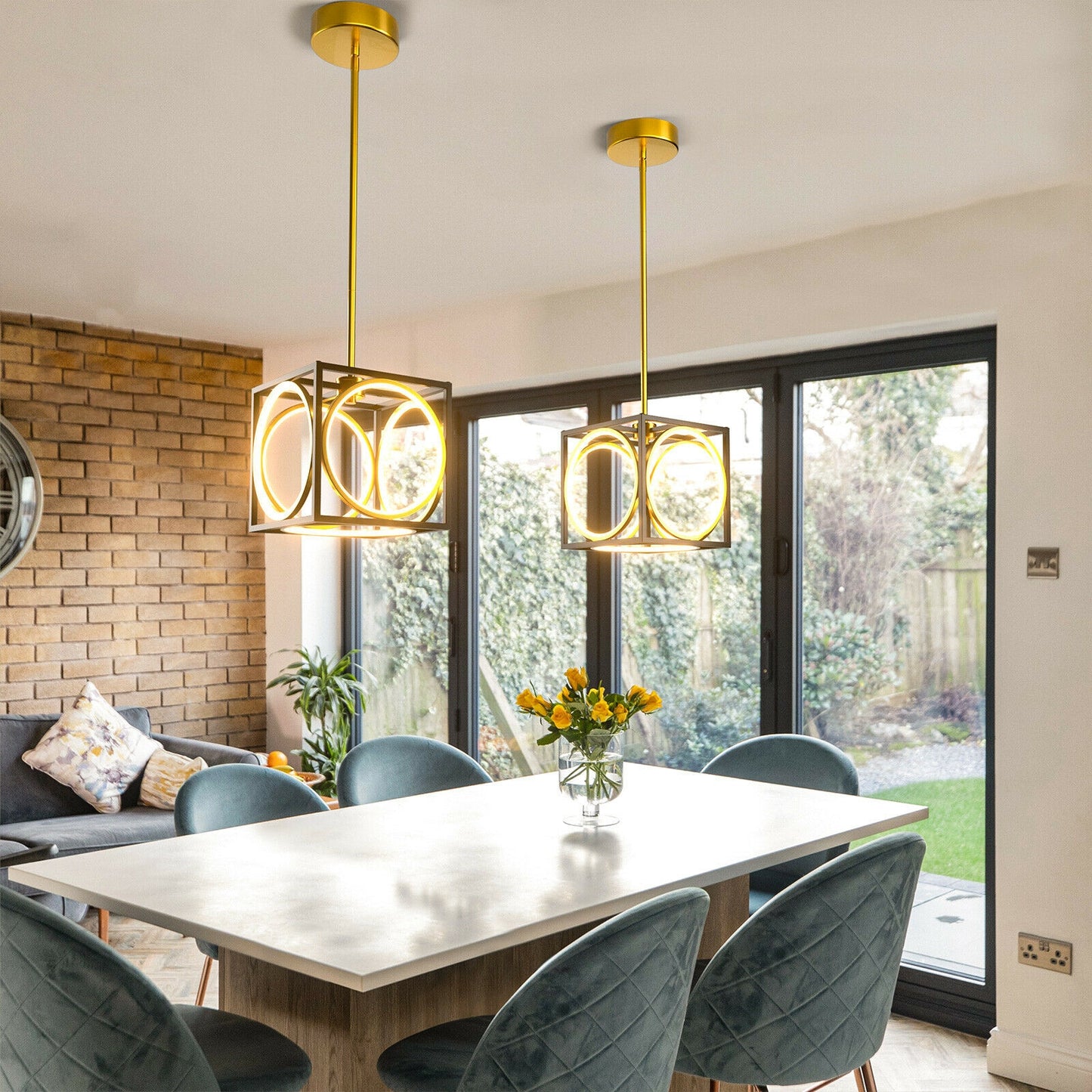 Modern LED Pendant Light with 42 Inches Adjustable Suspender-Black