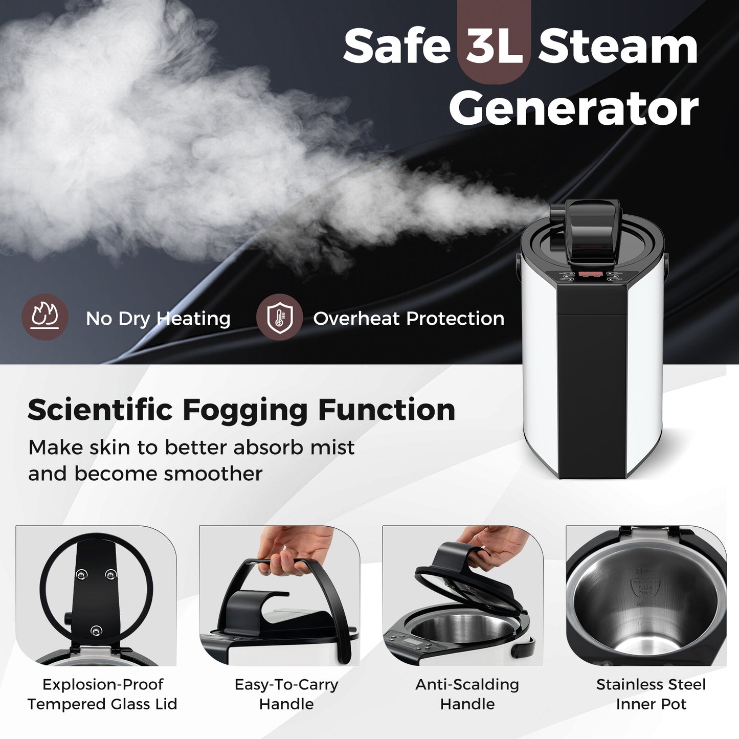Full-Body Personal Sauna Tent with 1000W 3L Steam Generator for Home Spa Relaxation-Coffee