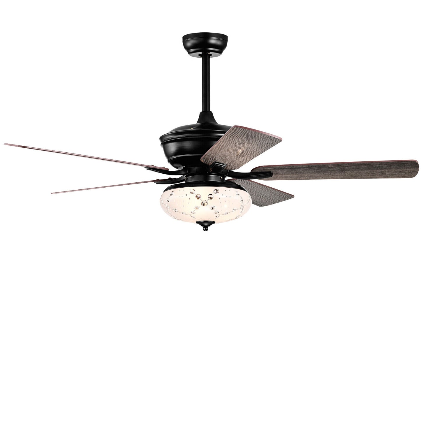 52 Inch Ceiling Fan with 3 Wind Speeds and 5 Reversible Blades-Black