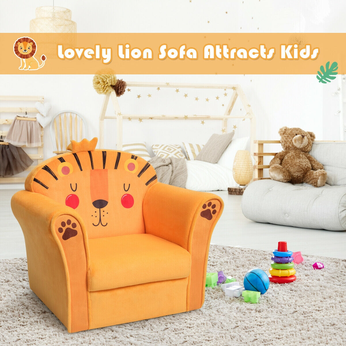 Kids Astronaut Armrest Upholstered Couch