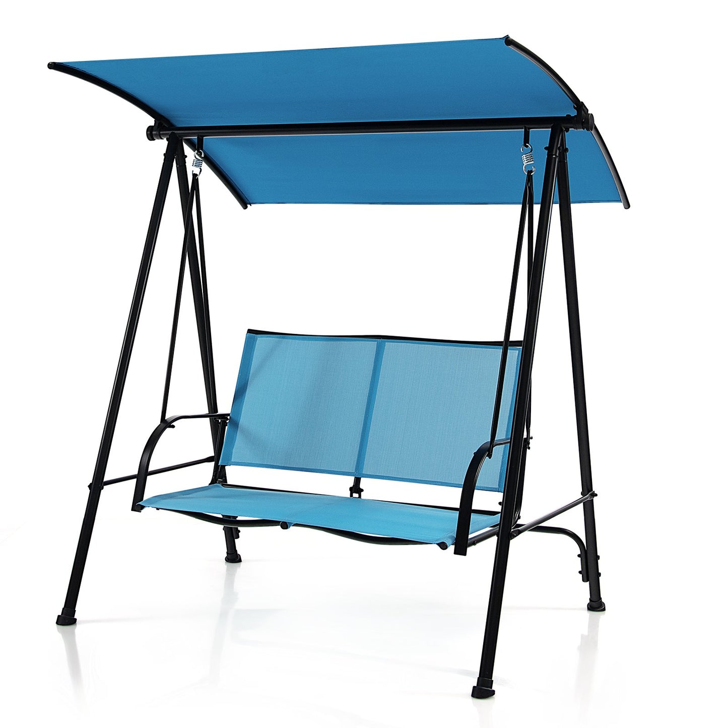 2-Seat Outdoor Canopy Swing with Comfortable Fabric Seat and Heavy-duty Metal Frame-Beige