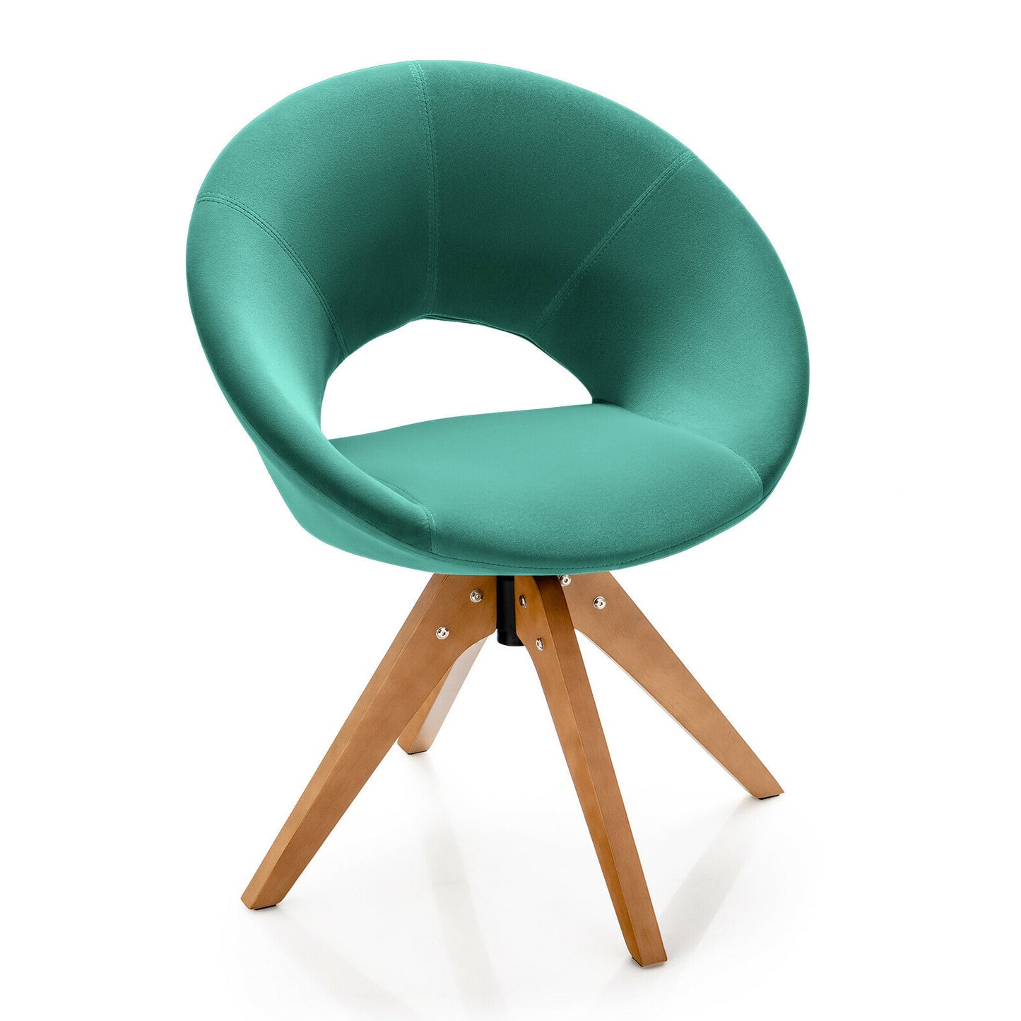 Swivel Accent Chair with Oversized Upholstered Seat for Home Office-Blue