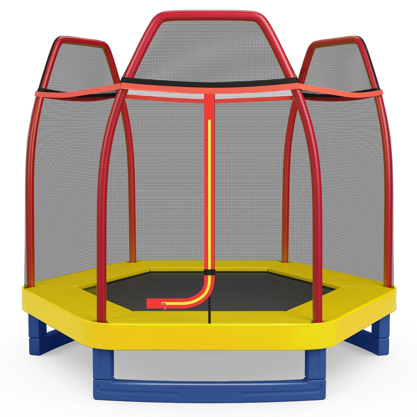 7 Ft Kids Trampoline W/ Safety Enclosure Net-Blue