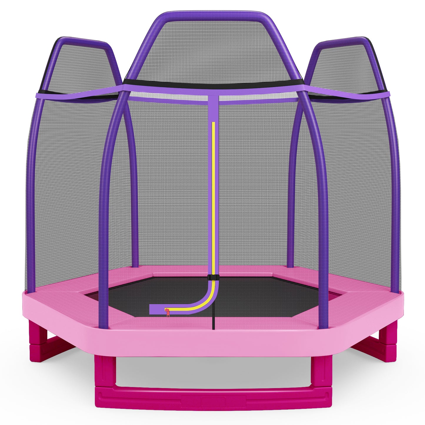 7 Ft Kids Trampoline W/ Safety Enclosure Net-Blue