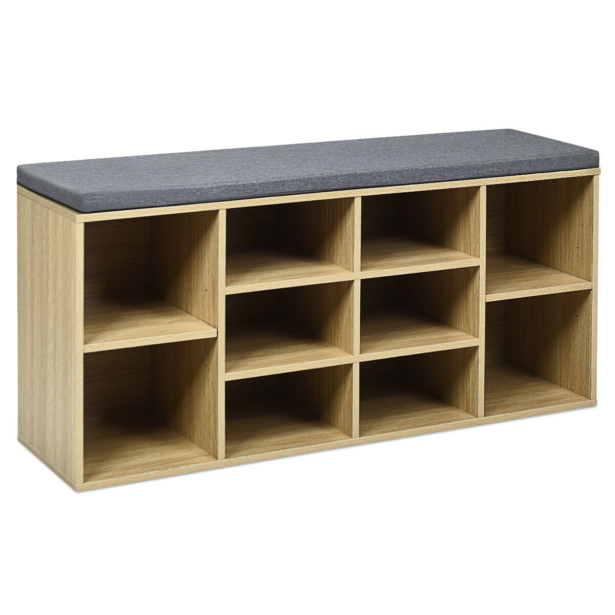 10-Cube Organizer Entryway Padded Shoe Storage Bench-Beige