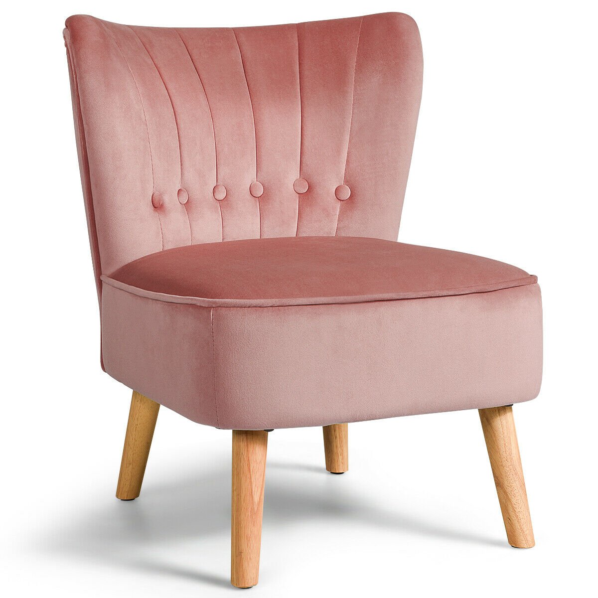 Armless Accent Chair Tufted Velvet Leisure Chair-Blue