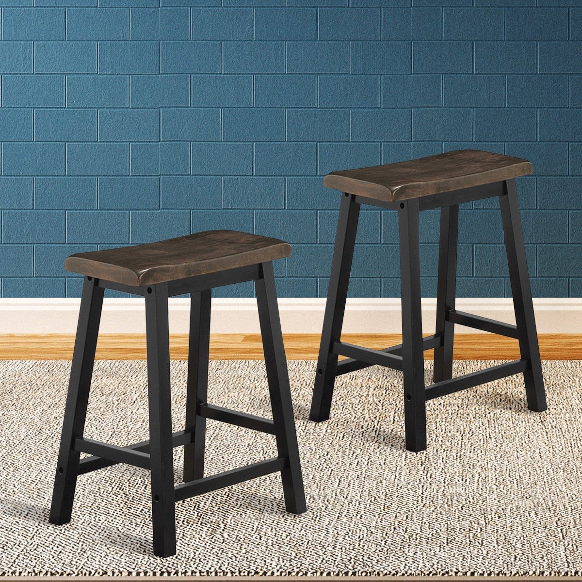 24 Inch Height Set of 2 Home Kitchen Dining Room Bar Stools-Coffee